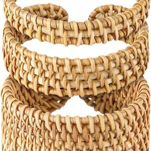 3 Pcs Rattan Braided Cuff Bracelets Women Summer Ethnic Bohemian Jewelry